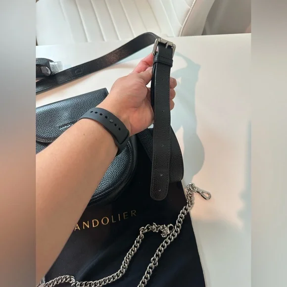 Shay Bandolier Black Crossbody Bag with Chain Strap (silver!) - Picture 2 of 16